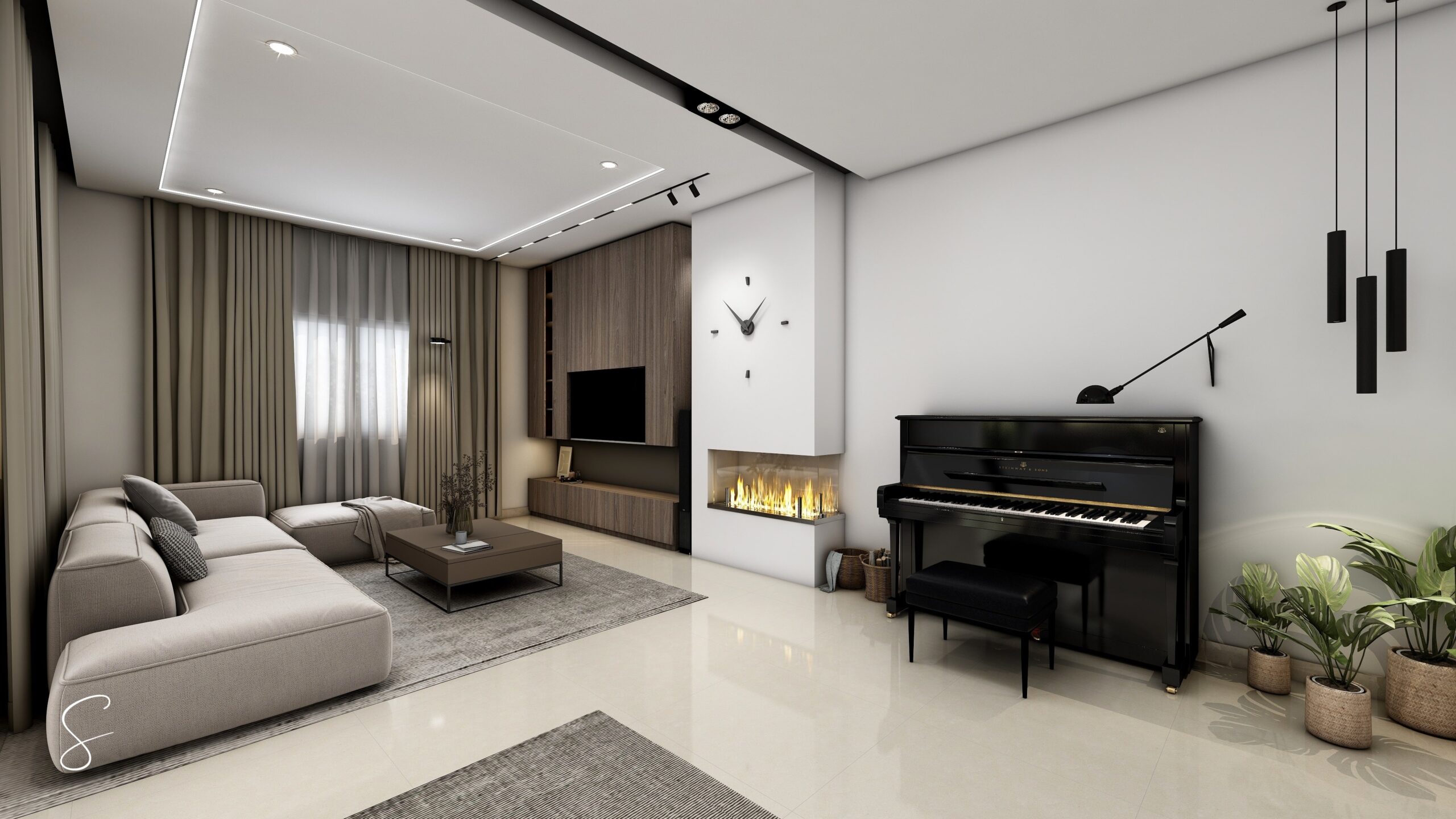 modern tv unit design in living room